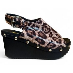 Volatile 6 Leopard Studded Wedge Platform Sandals boho Y2K whimsi anial cheetah